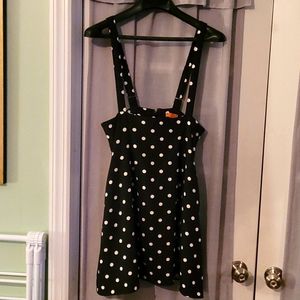 Modcloth polkadot suspender skirt with pockets